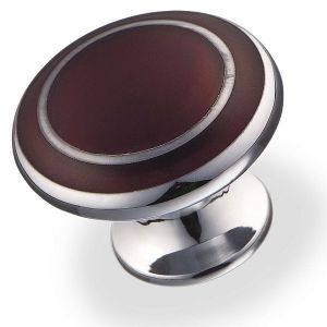 Картинка: Мебельная ручка кнопка хром глянец - древесная смола бордо 6116-L-AH.