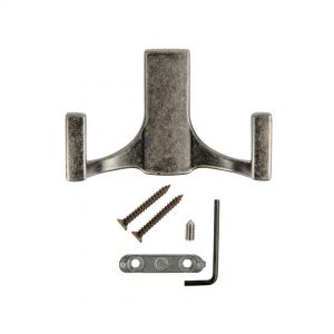 Картинка - Крючок 2х-рожковый черненый старинный цинк KR-0330-BAZ.