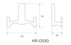 Чертёж - Крючок 2х-рожковый, античная бронза KR-0330-AB.