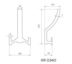 Крючок 3х-рожковый хром KR-0340 - Чертёж.