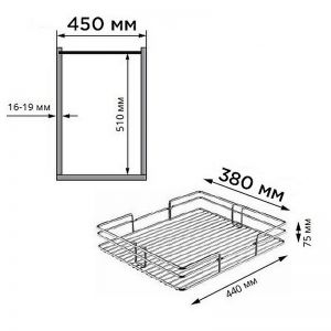 Выдвижная колонна 450, h=1250-1400 хром глянец S1122 - Чертеж.