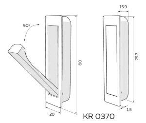 Чертёж. Крючок мебельный однорожковый хром глянец KR-0370.
