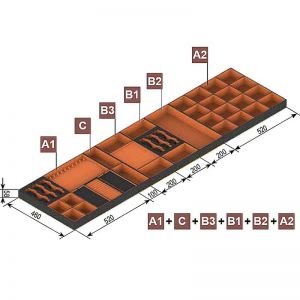 Лоток-органайзер для бижутерии 520x460x58 чёрно-оранжевый A2or - Схема.