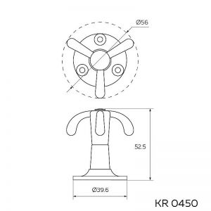 Схема: Крючок 3х-рожковый потолочный хром глянец KR 0450.