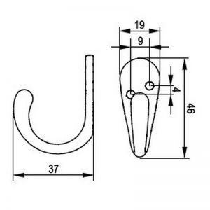 Схема - Крючок мебельный, хром глянец TI22.0031.