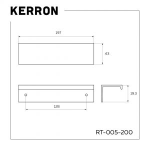 Схема. Ручка для мебели торцевая 200 мм, матовый чёрный RT-005-200 BL.