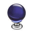 KF10-13 Ручка-кнопка, синее стекло, хром
