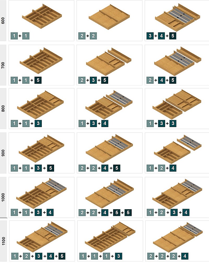 Примеры комплектования деревянными лотками ящиков.